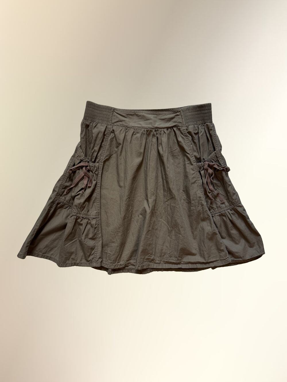 Mossimo Taupe Gray Tiered Ruffle Cargo Mini Skirt Cotton Women's M